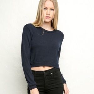 Brandy Melville cropped navy sweater